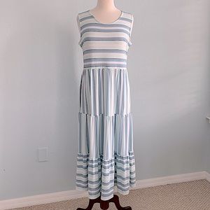 Lands’ End Stripe Tiered Maxi Dress